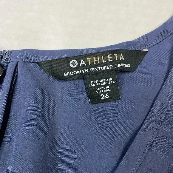 Athleta Brooklyn Jumpsuit Womens Plus Size 26 NWT Blue Leopard Stretch - Picture 3 of 6